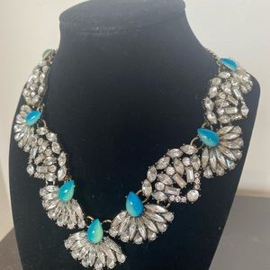 BAUBLEBAR Turquoise IRIS Crystal Cluster Bib Necklace Antiqued Gold-Tone